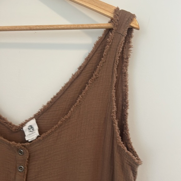 Flawless Martini Flight Sleeveless Jumpsuit Gauze 100% Cotton Tan Size M - Picture 8 of 17